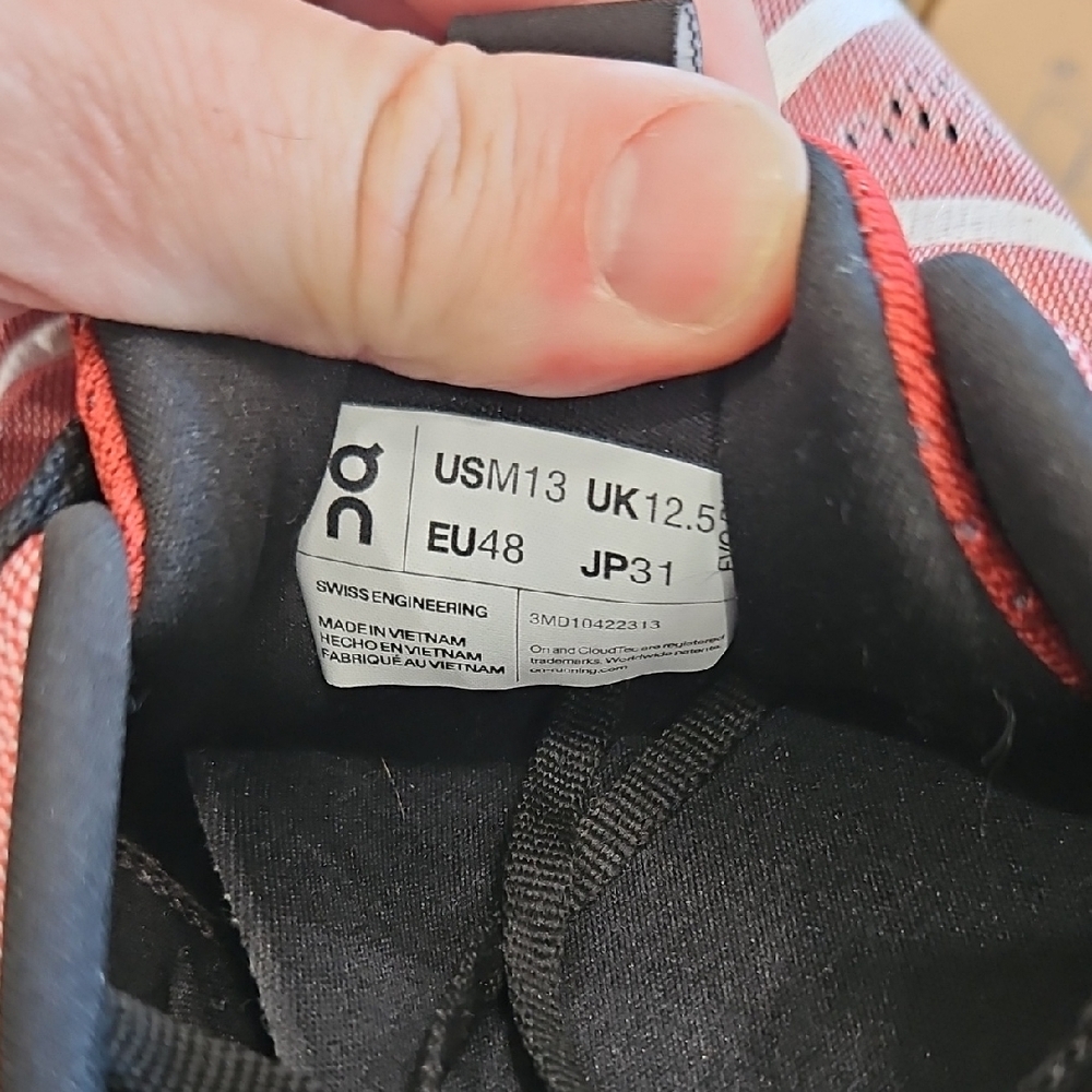 On Running Men's Cloud Sneakers - Red/Orange and Black - Picture 2 of 6